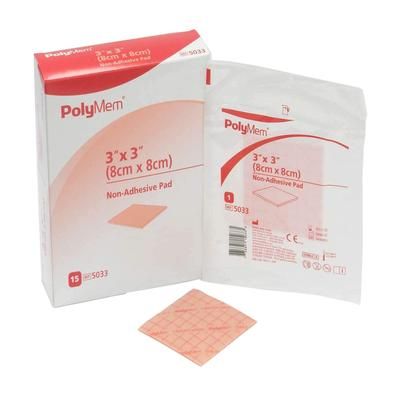 PolyMem Foam Dressing 3 X 3 Inch Without Border Film Backing Nonadhesive Square Sterile (258749_CS)