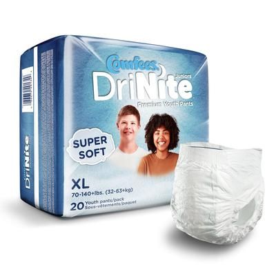 Comfees DriNite Juniors Unisex Youth Absorbent Underwear Pull On with Tear Away Seams Large / X-Large Disposable Heavy Absorbency (1211840_BG)