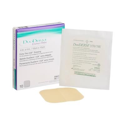 DuoDERM Extra Thin CGF Thin Hydrocolloid Dressing Film Backing 4 X 4 Inch Square Hydrocolloid / Film (187664_BX)