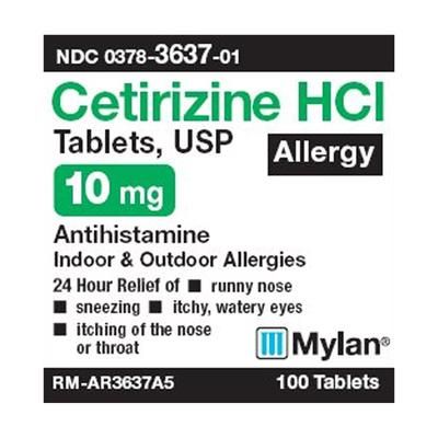 Mylan Allergy Relief 10 mg Strength Tablet 100 per Bottle (707130_BT)