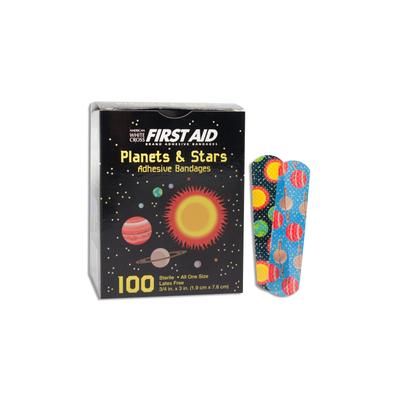 American White Cross Adhesive Strip 5/8 X 2-1/4 Inch Plastic Rectangle Kid Design (Planets / Stars) Sterile (865427_CS)