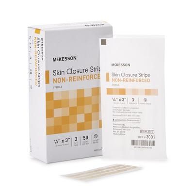 McKesson Skin Closure Strip 1/4 X 3 Inch Nonwoven Material Flexible Strip Tan (876300_CS)
