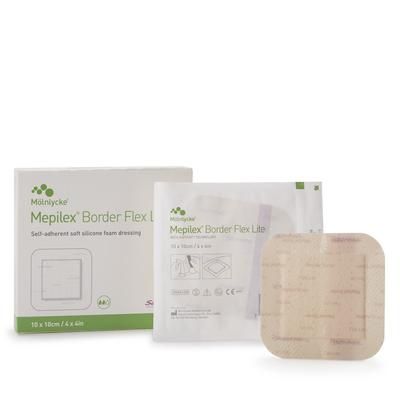 Mepilex Border Flex Lite Thin Foam Dressing 4 X 4 Inch With Border Film Backing Silicone Adhesive Square Sterile (1195997_BX)