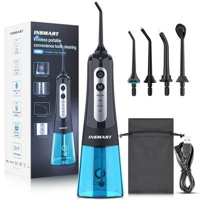 INSMART Dental Water Flosser Portable Teeth Cleaner Oral Irrigator With 300ML Tank And Whitening Jet Modes black Blue