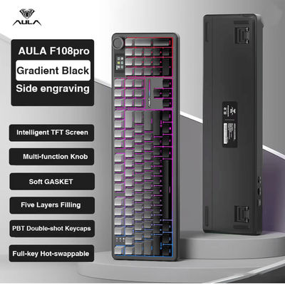 AULA F108 Pro Wireless Mechanical Keyboard With TFT Display wind Spirit Switch gradient Black