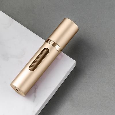 Glass Refillable Perfume Bottle With Spray Pump, Travel Size Mini Scent Atomizer, Empty Cosmetic Container For Purse gold
