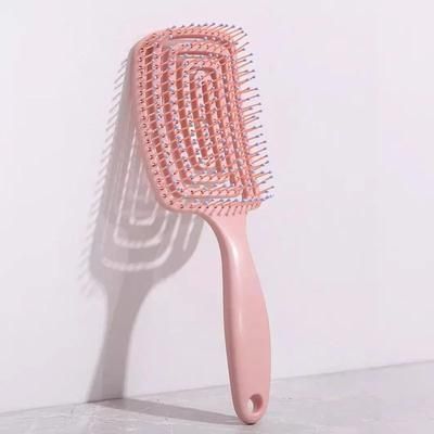 Elastic Massage Comb & Hollow Out Hair Brush, Fast Blow Drying Detangling Tool For All Hair Types pink