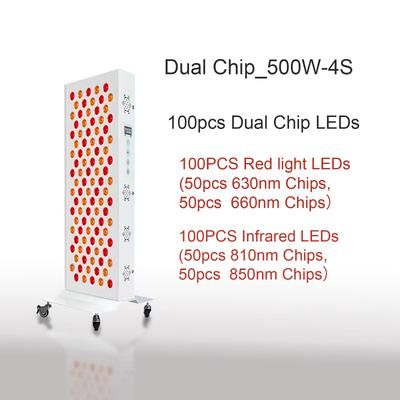 Dual Chip Red & Infrared Light Therapy Panel 630nm 660nm 810nm 850nm LED Treatment For Face & Body Wellness 500w 4s wheel base