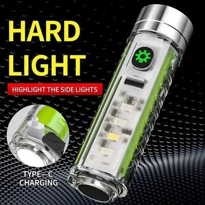 Multifunction USB C Rechargeable LED Mini Keychain Flashlight, Portable Torch With Tail Magnet & UV Light For Camping Multifunction USB C Rechargeable LED Mini Keychain Flashlight, Portable Torch With Tail Magnet & UV Light For Camping