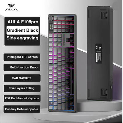 Aula F108 PRO Wireless Mechanical Gaming Keyboard With RGB Backlight And Gasket Mount f108 Pro b Latte