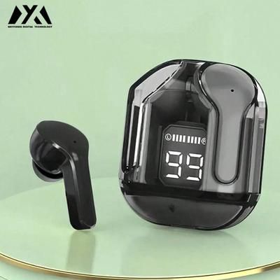 Air31 Wireless Headphones LED Power Display, Crystal Earphones With Mic, 200mAh Charging Case, Stereo Audio black