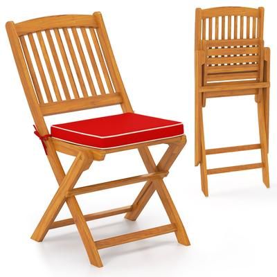 Set Of Outdoor Folding Chairs With Cushions, Solid Acacia Wood Foldable Patio Seating For Backyard, Balcony, Or Travel Set Of Outdoor Folding Chairs With Cushions, Solid Acacia Wood Foldable Patio Seating For Backyard, Balcony, Or Travel
