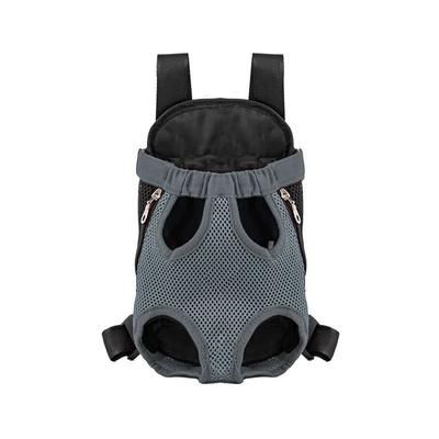 Double Shoulder Breathable Portable Travel Pet Dog Carrier Backpack Mesh Carrier Front Bag For Small Dogs And Cats grey m
