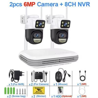 Wireless CCTV Security Camera System With Dual Lens Cameras And 8CH NVR 8ch Nvr + 2 Cam B 500gb