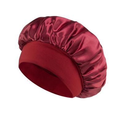 Soft Silk Satin Lined Bonnet For Sleeping, Large Satin Hair Bonnet For Women, Shower Cap & Hair Wrap For Long Hair wine Red