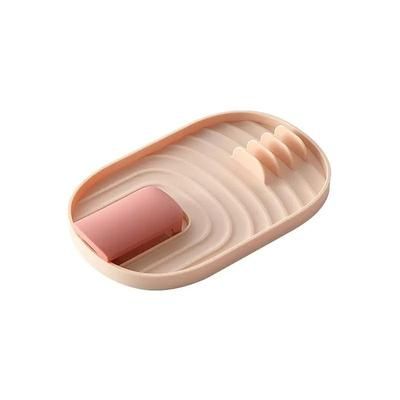 Silicone Nordic Style Pot Lid Shovel Storage Rack, Practical Multifunctional Non Slip Kitchen Supply Organizer pink