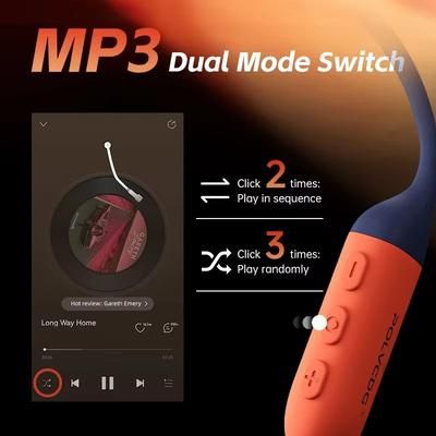 POLVCDG X16 Bone Conduction Waterproof Headphones 32GB Bluetooth 5.4 coral Red x16