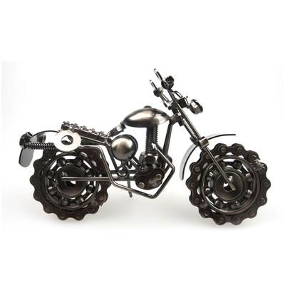 21cm Retro Bronze Motorcycle Model, Handmade Metal Vintage Home Decor, Iron Boy Gift & Kid Toy Figurine gray