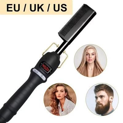 Electric Heating Curling Comb For Dry And Wet Hair With Straightening And Styling Function 1pc Black us
