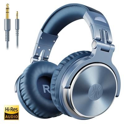 DJ Headphones Wired Studio Pro Headset With Mic HiFi Monitor Sound, Dual Cable Music Headphones For Phone, Laptop pro 10 sky blue