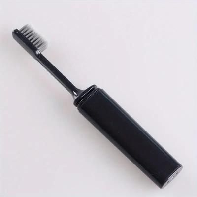 Folding Charcoal Travel Toothbrush, Compact, Portable, & Hygienic Toothbrush Ideal For Camping, Hiking & On the Go Oral black