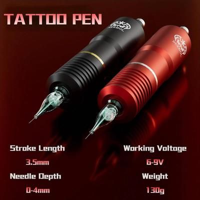 Neebol Wireless Tattoo Kit Complete Cordless Tattoo Pen With LED Display & 1500mAh Battery For Beginners & Body Art red