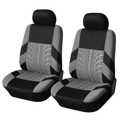 Universal Front Car Seat Covers Comfortable Tire Track Embossed Fabric For Stylish Auto Interior Protection gray