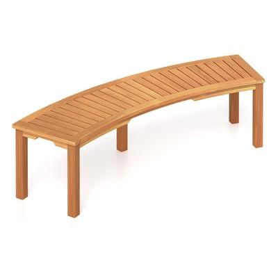 Curved Acacia Wood Bench For Fire Pit, Outdoor Slatted Seat With High Capacity, Rustic Patio Furniture Curved Acacia Wood Bench For Fire Pit, Outdoor Slatted Seat With High Capacity, Rustic Patio Furniture