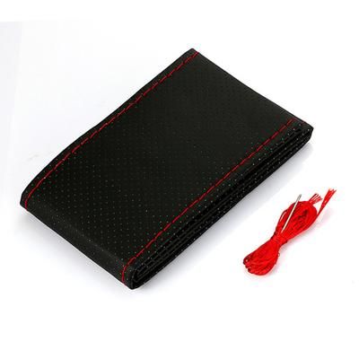 Premium Car Steering Wheel Cover, DIY Microfiber Leather With Needles & Braid Thread red