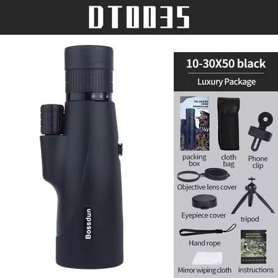 1030x50 HD Zoom Monocular Telescope With Tripod And Phone Adapter black B