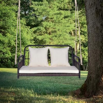 880LBS Wicker Hanging Porch Swing With Cushions, Hand Woven PE Rattan Outdoor Swing Chair 880LBS Wicker Hanging Porch Swing With Cushions, Hand Woven PE Rattan Outdoor Swing Chair