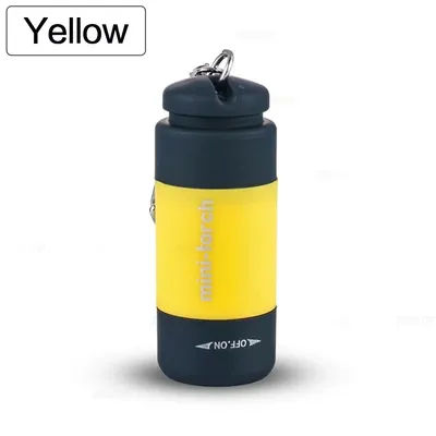 USB Rechargeable LED Keychain Flashlight, Waterproof, Strong Light, Pocket Sized Mini Torch For Outdoor Hiking & Camping yellow 1