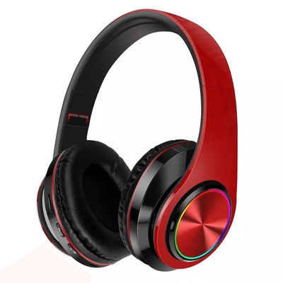 Super Bass Wireless Bluetooth Headphones Foldable Stereo Over Ear Earphones With Mic, LED Light For Music, Gaming, Study red