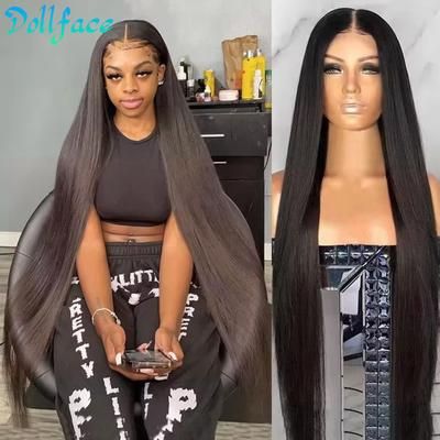 Brazilian Straight HD Lace Front Wig, Pre Plucked Human Hair Frontal Wigs For Women, Affordable High Quality Natural 13x6 Hd Lace Wig 40inches 200%