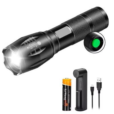 High Power T6 LED Flashlight With Zoom And Waterproof Aluminum Body with Battery Charger