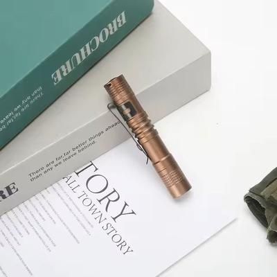 Mini LED Pen Flashlight With Clip For Emergency And Outdoor Use brown