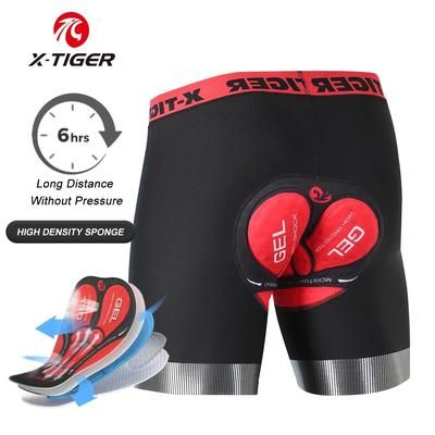 X TIGER Mens Cycling Underwear Shorts 5D Padded Sports Riding Bike Bicycle MTB Liner Shorts With Anti Slip Leg Grips s pro Red