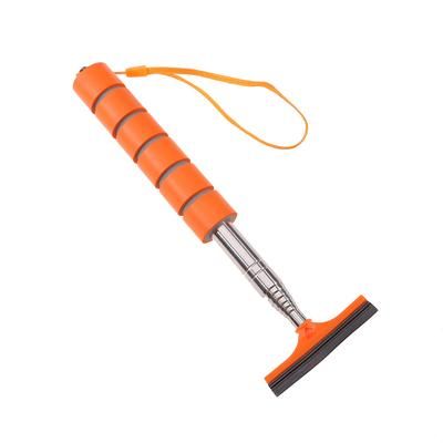 Stainless Steel Retractable Rearview Mirror Wiper Layered Brush Head For Easy Car Mirror Cleaning orange