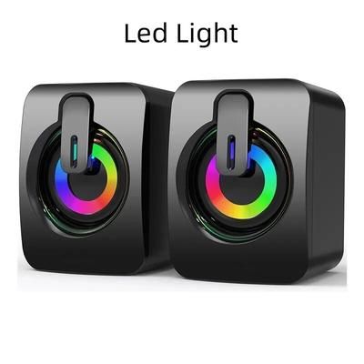 Premium Computer Speakers With LED Lights High Fidelity PC Sound Box For Desktop & Gaming Setup silver