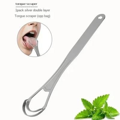Reusable Stainless Steel Tongue Scraper For Oral Hygiene And Fresh Breath grey A