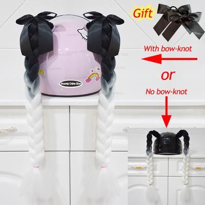 Twist Dual Pigtail Wig For Motorcycle Helmet, Women Braided Hairpiece With Sucker Attachment For Motorbike Helmets 2pcs B33(no Helmet)