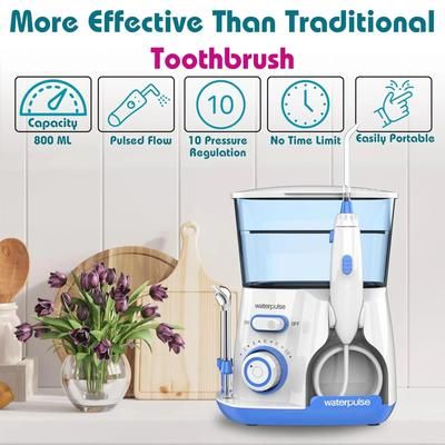 Waterpulse Electric Oral Irrigator, Dental Water Flosser Teeth Cleaner With 5 Jet Tips For Family Use Waterpulse Electric Oral Irrigator, Dental Water Flosser Teeth Cleaner With 5 Jet Tips For Family Use