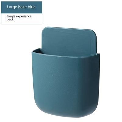 Wall Mounted Storage Box Mobile Phone Plug Holder Stand Rack Remote Control Storage Organizer Case For Air Conditioner TV haze Blue
