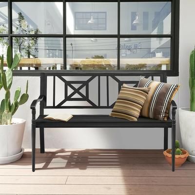 Powder Coated Steel Frame Patio Garden Bench Durable & Weather Resistant Outdoor Seating Powder Coated Steel Frame Patio Garden Bench Durable & Weather Resistant Outdoor Seating
