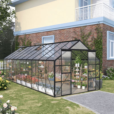 Polycarbonate Walk In Greenhouse Kit W Sliding Door, Outsunny Clear Garden Structure, UV Protected Panels Polycarbonate Walk In Greenhouse Kit W Sliding Door, Outsunny Clear Garden Structure, UV Protected Panels