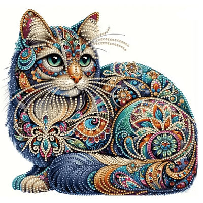 Animal Diamond Painting Kit DIY Partial Drill Butterfly, Rabbit, And Cat Art For Adults And Kids cat 30x30cm