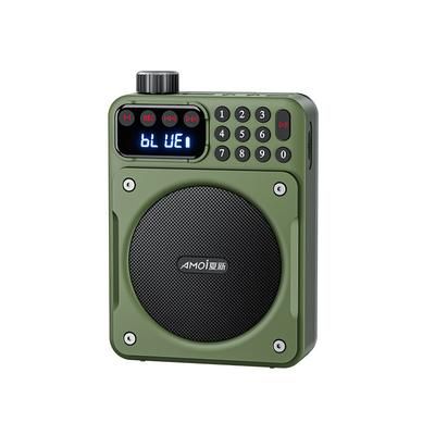 Mini Digital FM Radio HD Display Bluetooth Speaker Portable Voice Amplifier With USB TF Card Slot & Removable Battery green