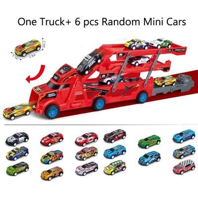 Large Deformation Transporter Truck Toy, Educational Folding Track Racing Car Model For Kids Birthday Gift red