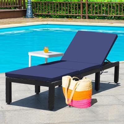 Adjustable Lounge Chair With Cushion Cover, Patio Rattan Recliner For Poolside, Garden & Outdoor Relaxation Adjustable Lounge Chair With Cushion Cover, Patio Rattan Recliner For Poolside, Garden & Outdoor Relaxation