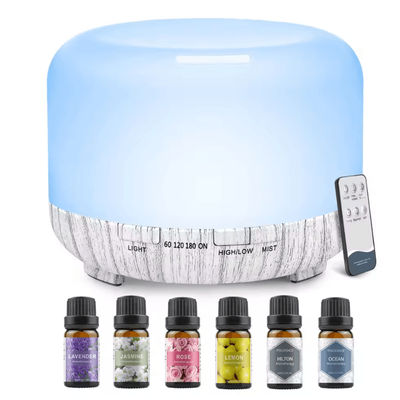500ml Ultrasonic Essential Oil Diffuser With Remote Control And LED Light For Home Or Office white Wood Oils